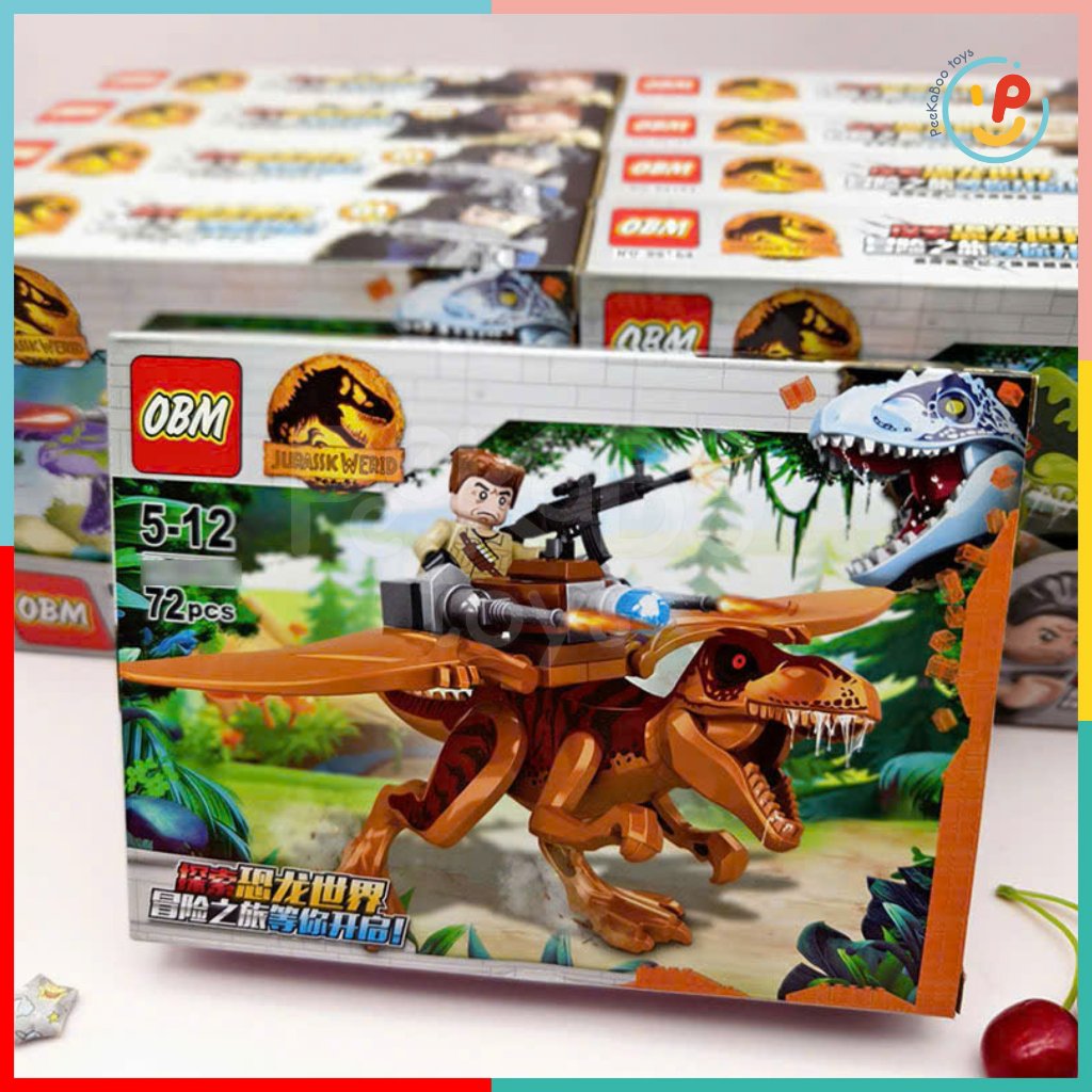 Trọn bộ 4 hộp Đồ Chơi Lắp Ráp Thế giới khủng long 110-119 mảnh PeeKaPaw Toys OBM 9046
