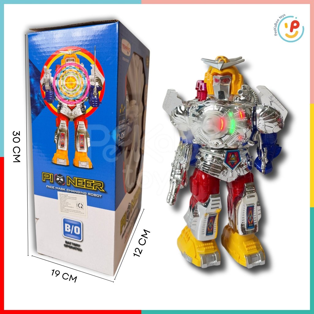 Đồ chơi Robot đổi mặt nạ Pioneer có đèn nhạc biết đi 0903 PeeKaPaw Toys