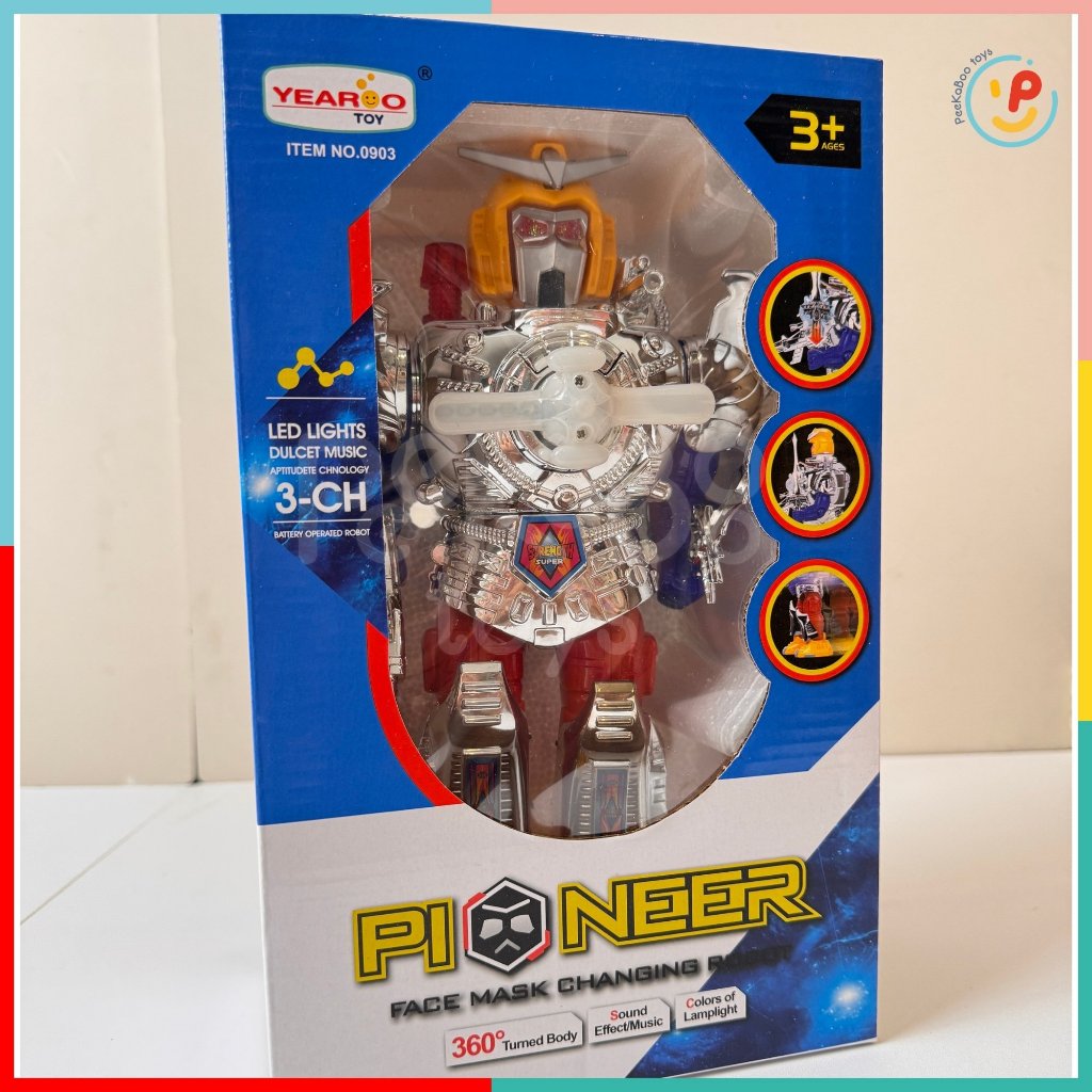 Đồ chơi Robot đổi mặt nạ Pioneer có đèn nhạc biết đi 0903 PeeKaPaw Toys