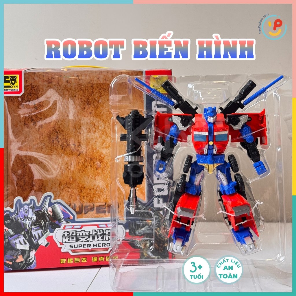 Robot Biến Hình Thành Xe Tải Optimus 666-67 Đồ Chơi Siêu Nhân Lắp Ráp Cho Bé PeeKaPaw Toys