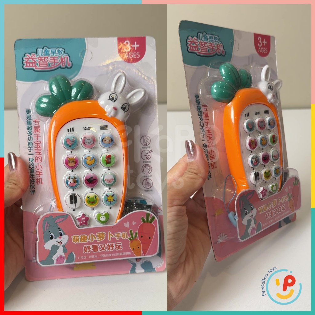 Đồ Chơi Điện Thoại Cà Rốt Miniu Cho Bé 162-32 Có Nhạc, Đèn & Hình Thú Đáng Yêu Peekapaw Toys