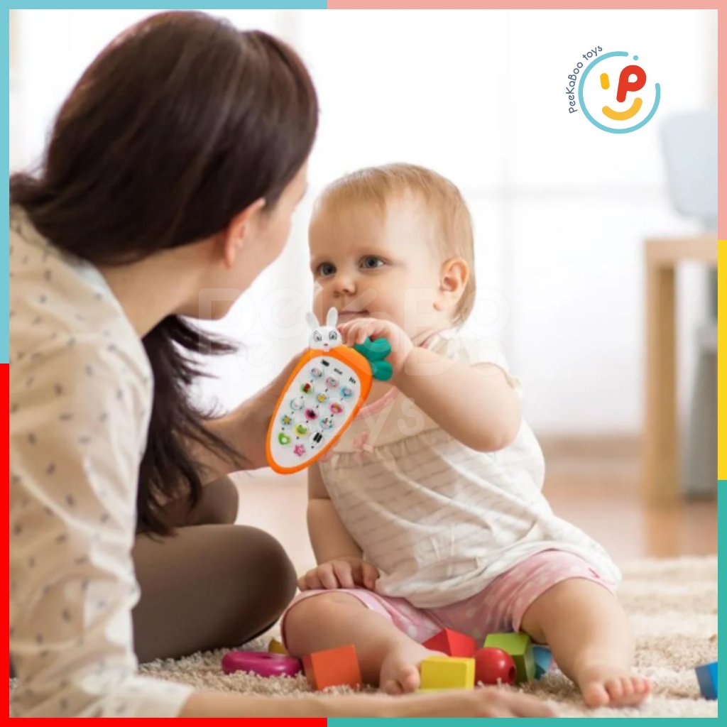 Đồ Chơi Điện Thoại Cà Rốt Miniu Cho Bé 162-32 Có Nhạc, Đèn & Hình Thú Đáng Yêu Peekapaw Toys