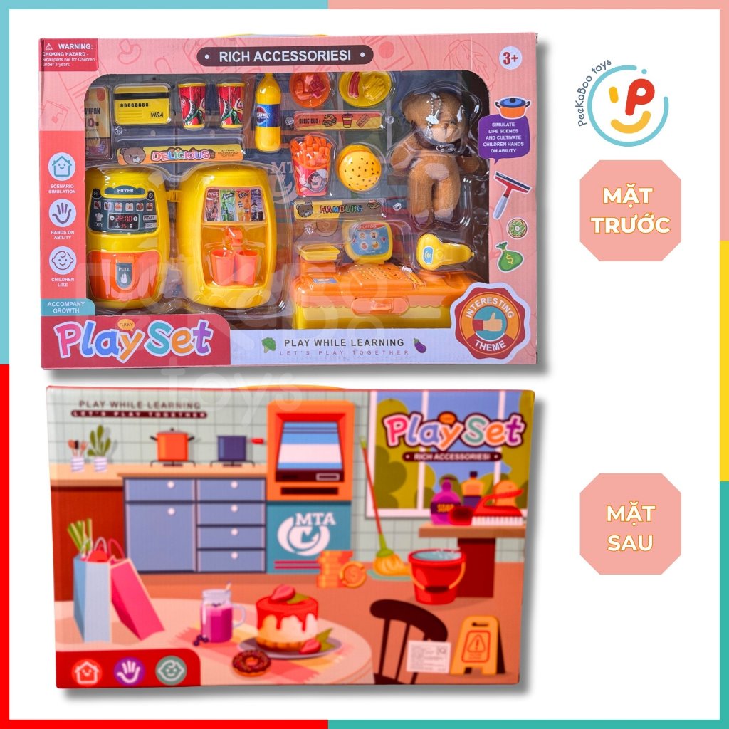 Đồ Chơi Mô Phỏng Siêu Thị Thức Ăn Nhanh 626-139 Máy Chiên, Máy Nước Ngọt PeeKaPaw Toys