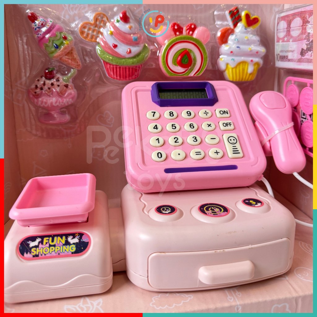 Đồ Chơi Máy Tính Siêu Thị Mini Màu Hồng Có Đèn Nhạc, Giỏ Mua Sắm & Phụ Kiện 222-161 PeeKaPaw Toys
