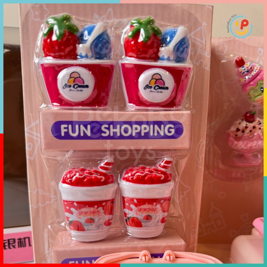 Đồ Chơi Máy Tính Siêu Thị Mini Màu Hồng Có Đèn Nhạc, Giỏ Mua Sắm & Phụ Kiện 222-161 PeeKaPaw Toys