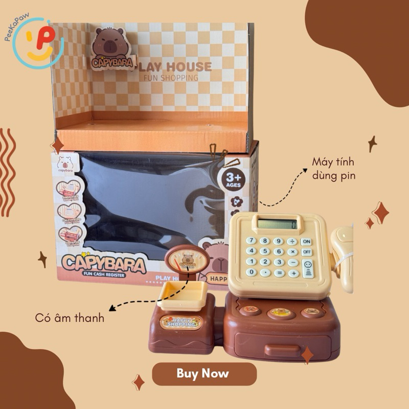 Đồ Chơi Máy Tính Siêu Thị Capybara Cho Bé Có Âm Thanh 1111-170 Peekapaw Toys