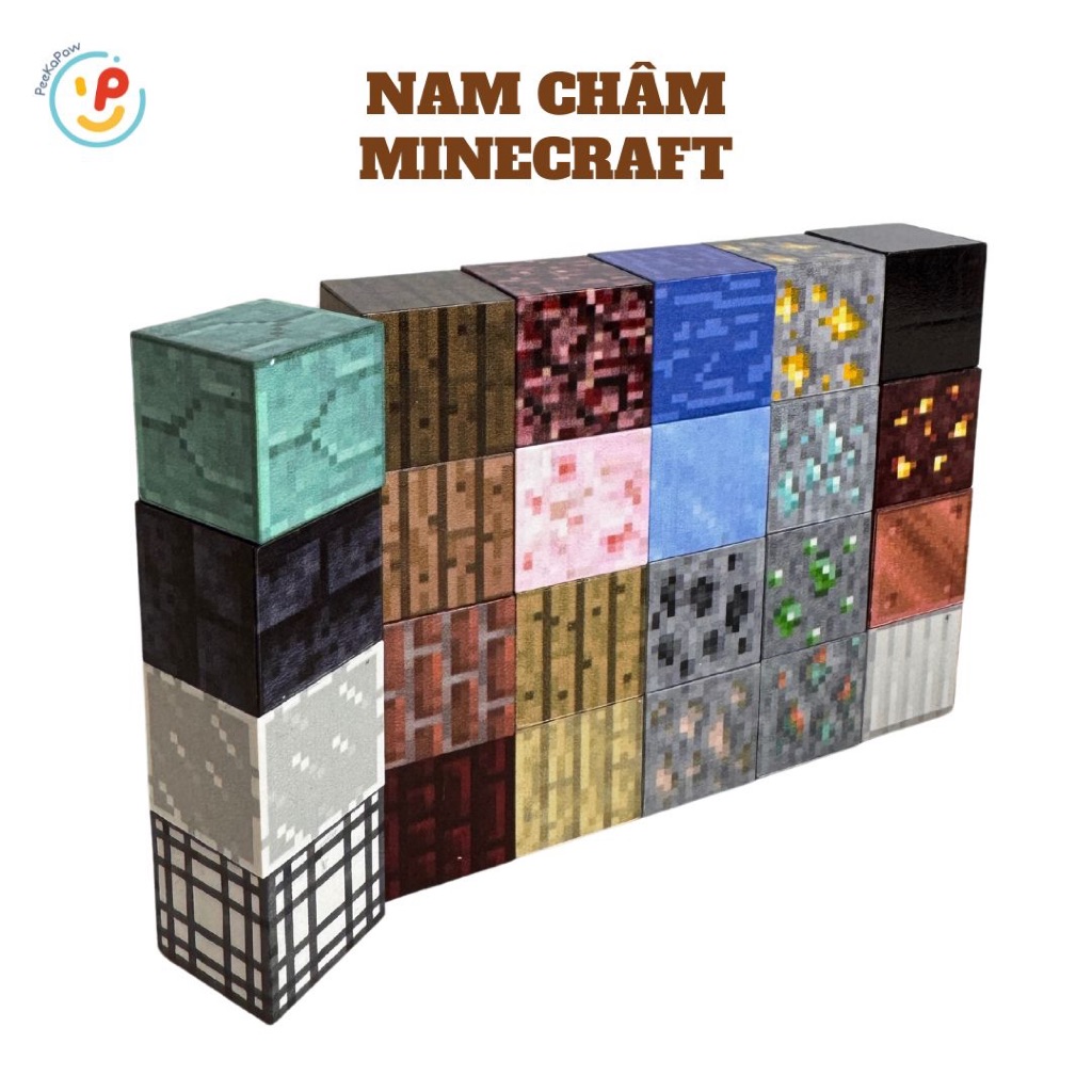 Đồ chơi Minecraft xếp hình khối nam châm 2cm trí tuệ cho bé PeeKaPaw Toys