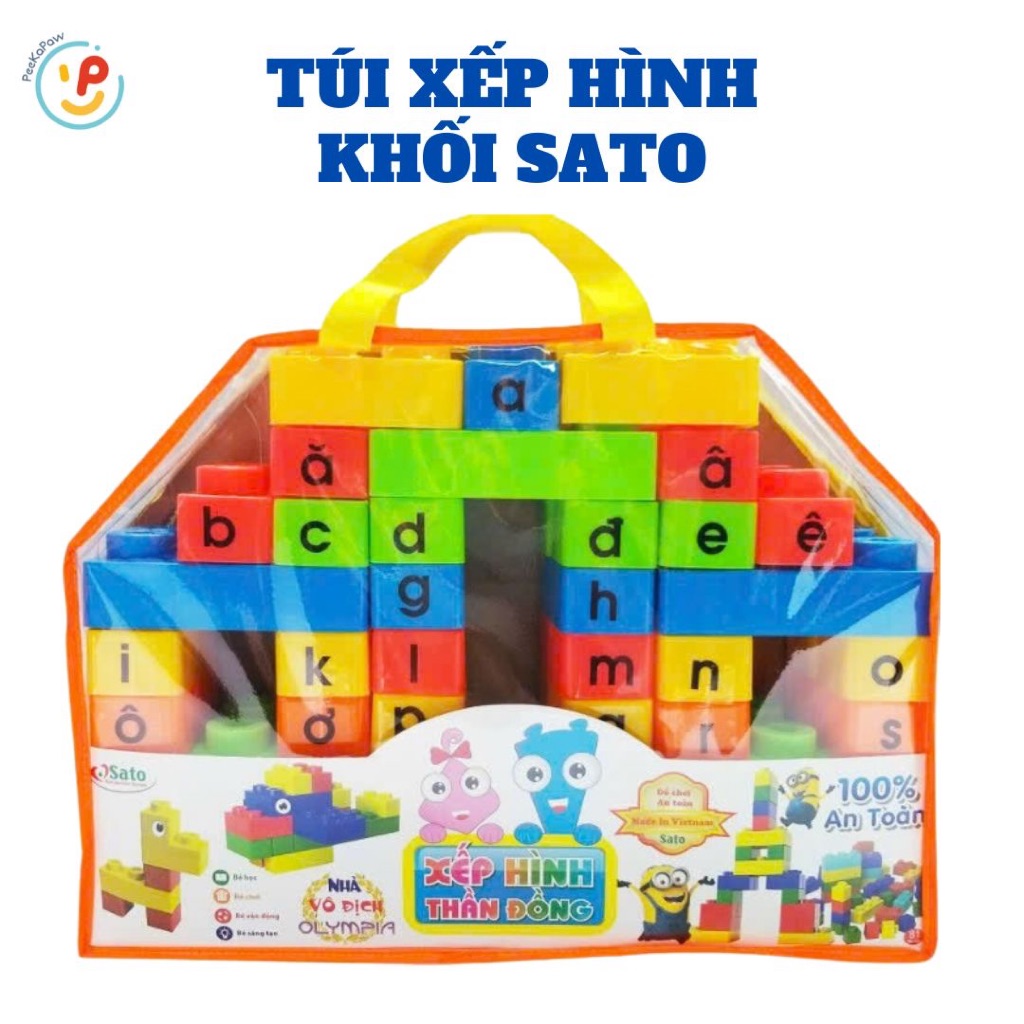 Đồ Chơi Xếp Hình Mầm Non 72 Chi Tiết Thần Đồng 81 Chi Tiết Giáo Dục SATO Hàng Việt Nam