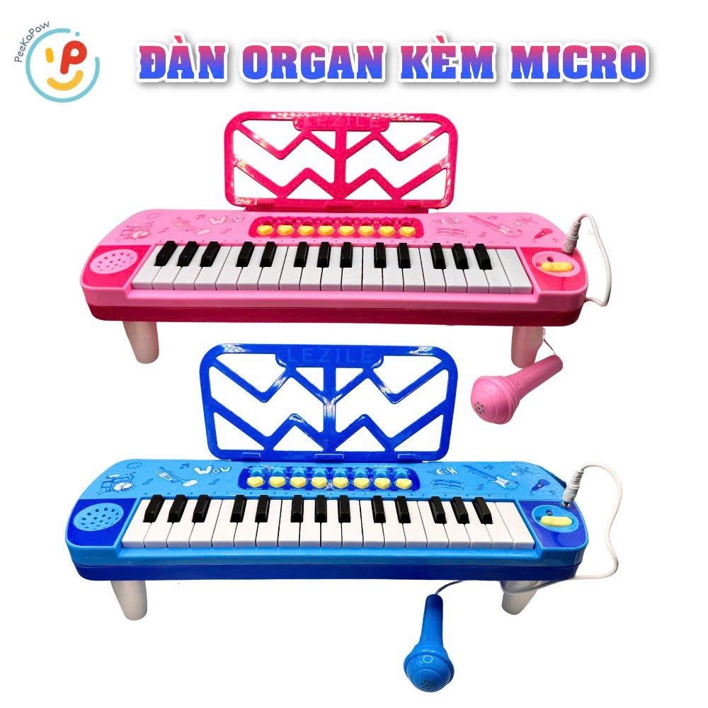 Đồ chơi Đàn Organ 3206 sử dụng pin có kèm micro cho bé tập hát làm ca sĩ học âm nhạc Peekaboo Toys
