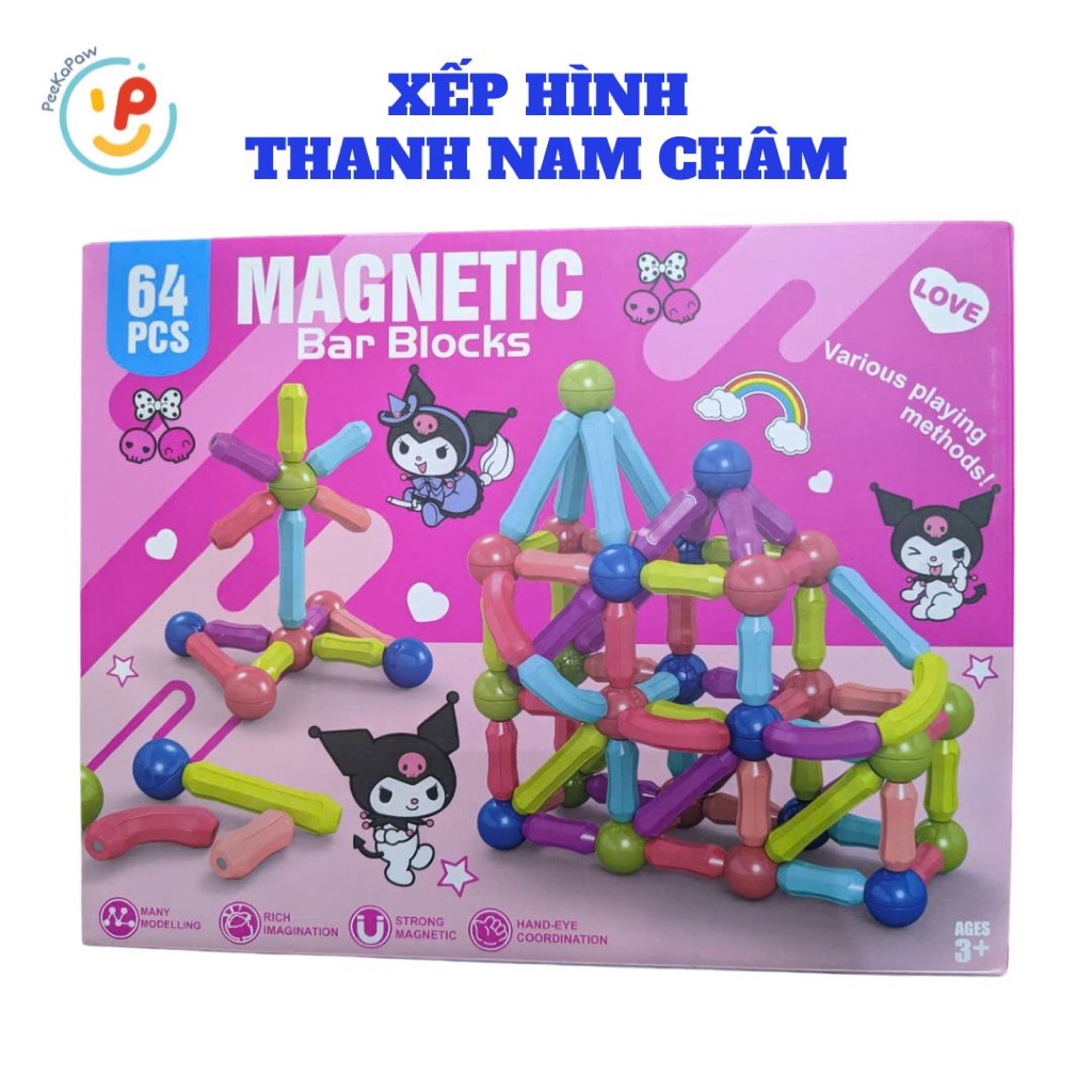 Bộ xếp hình nam châm nhiều chi tiết cho bé phát triển tư duy PeeKaPaw Toys