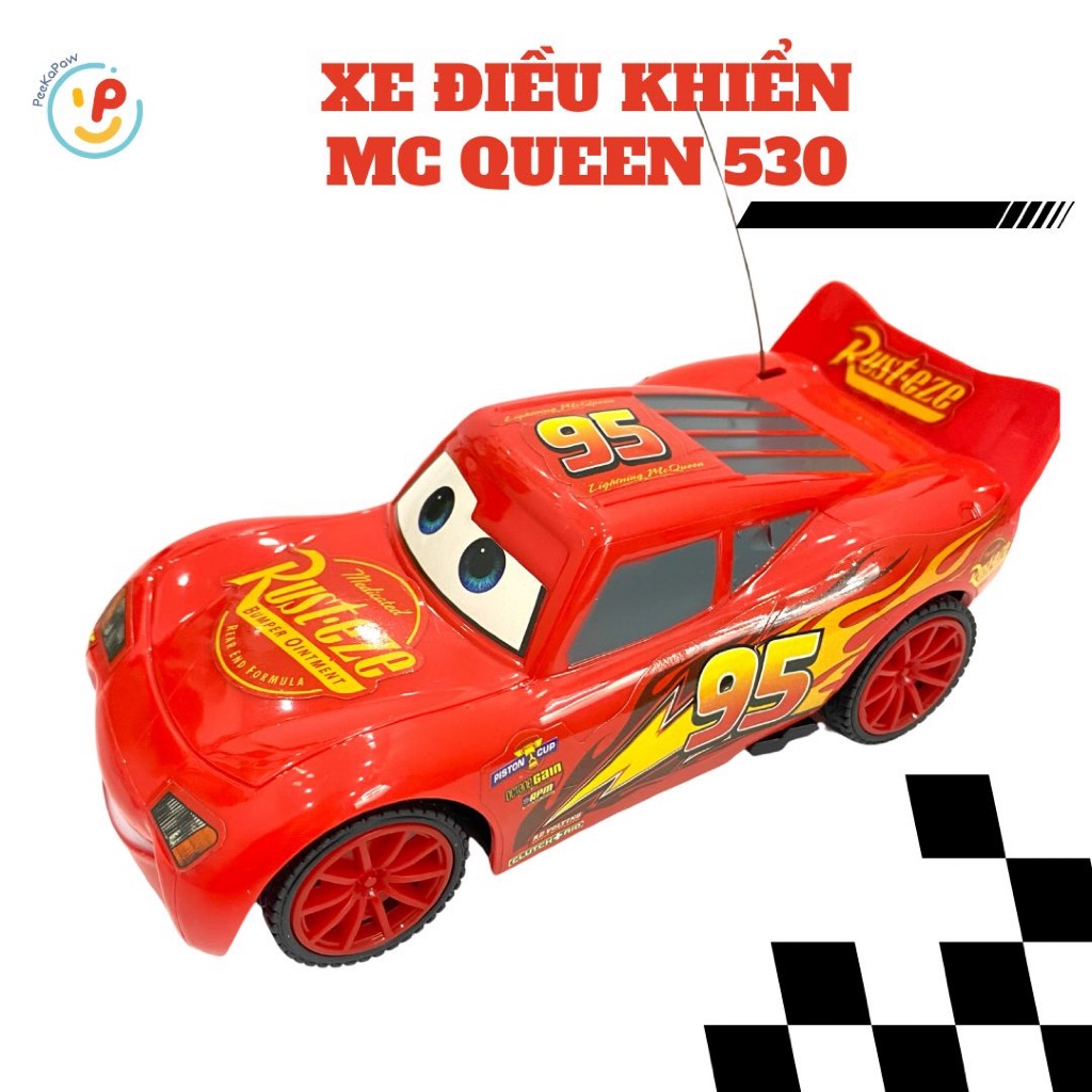 Xe ô tô điều khiển từ xa màu đỏ 17cm hoạt hình xe tia chớp 530 PeeKaPaw Toys