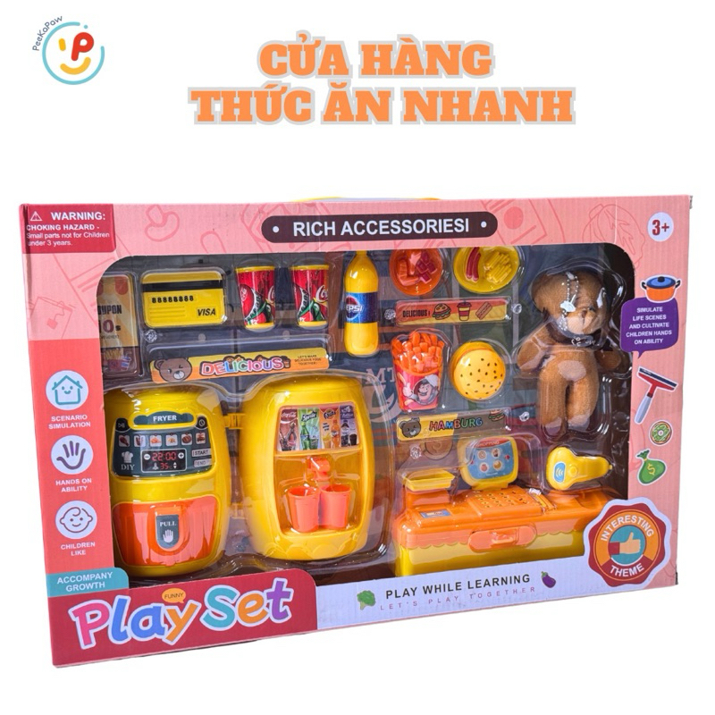 Đồ Chơi Mô Phỏng Siêu Thị Thức Ăn Nhanh 626-139 Máy Chiên, Máy Nước Ngọt PeeKaPaw Toys
