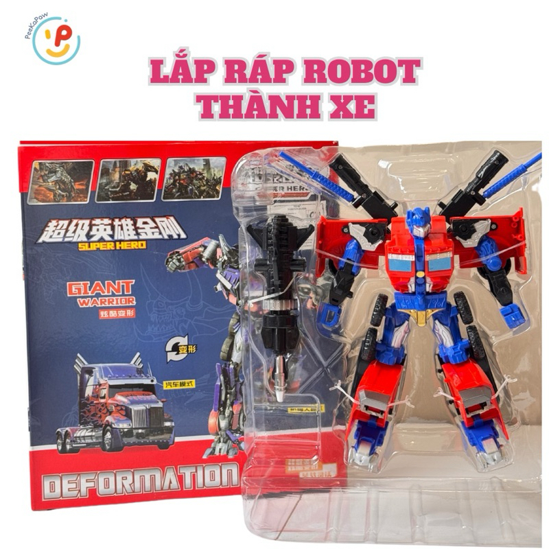 Robot Biến Hình Thành Xe Tải Optimus 666-67 Đồ Chơi Siêu Nhân Lắp Ráp Cho Bé PeeKaPaw Toys