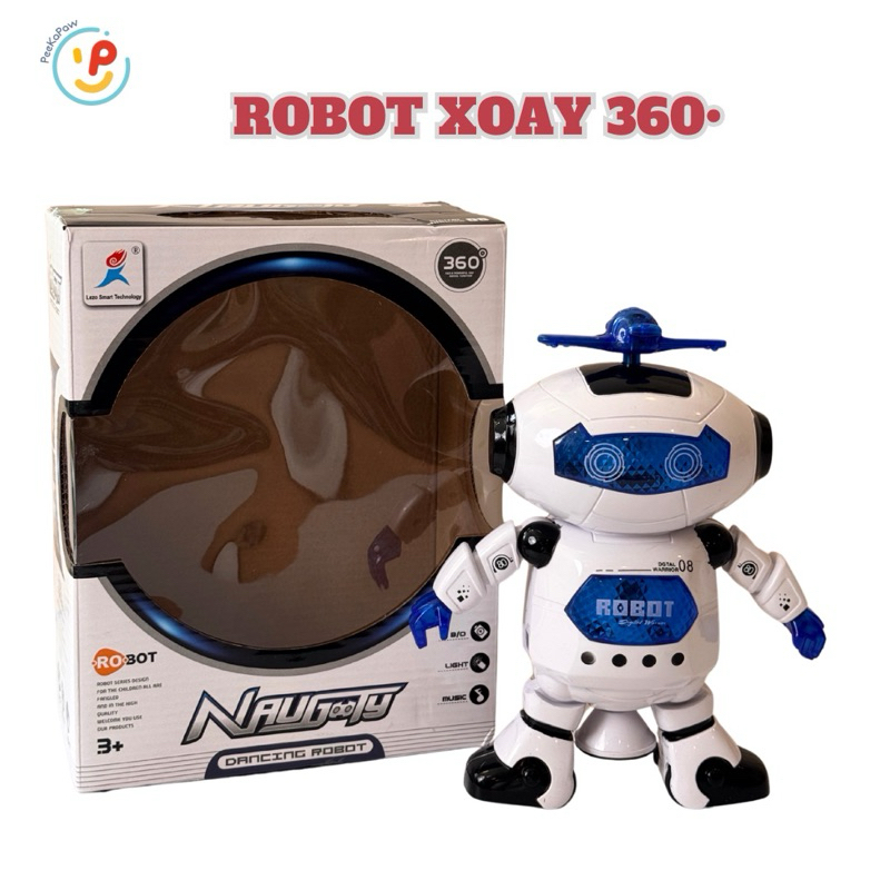 Đồ chơi Robot biết nhảy múa xoay 360 độ có đèn nhiều màu và nhạc 99444 PeeKaPaw Toys