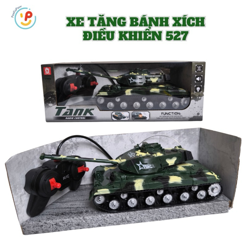Xe tăng điều khiển từ xa 4 hướng kiểu quân đội 527 PeeKaPaw Toys