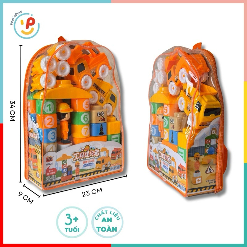 Đồ Chơi Xếp Hình Khối Sáng Tạo Chủ Đề Cảnh Sát Giao Thông - Công Trường T600 PeeKaPaw