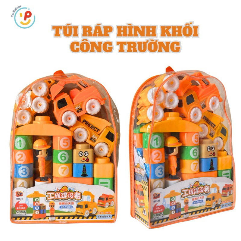 Đồ Chơi Xếp Hình Khối Sáng Tạo Chủ Đề Cảnh Sát Giao Thông - Công Trường T600 PeeKaPaw