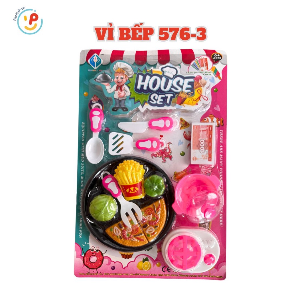 Đồ chơi vỉ dụng cụ nấu ăn bánh pizza House Set 576-3 PeeKaPaw Toys