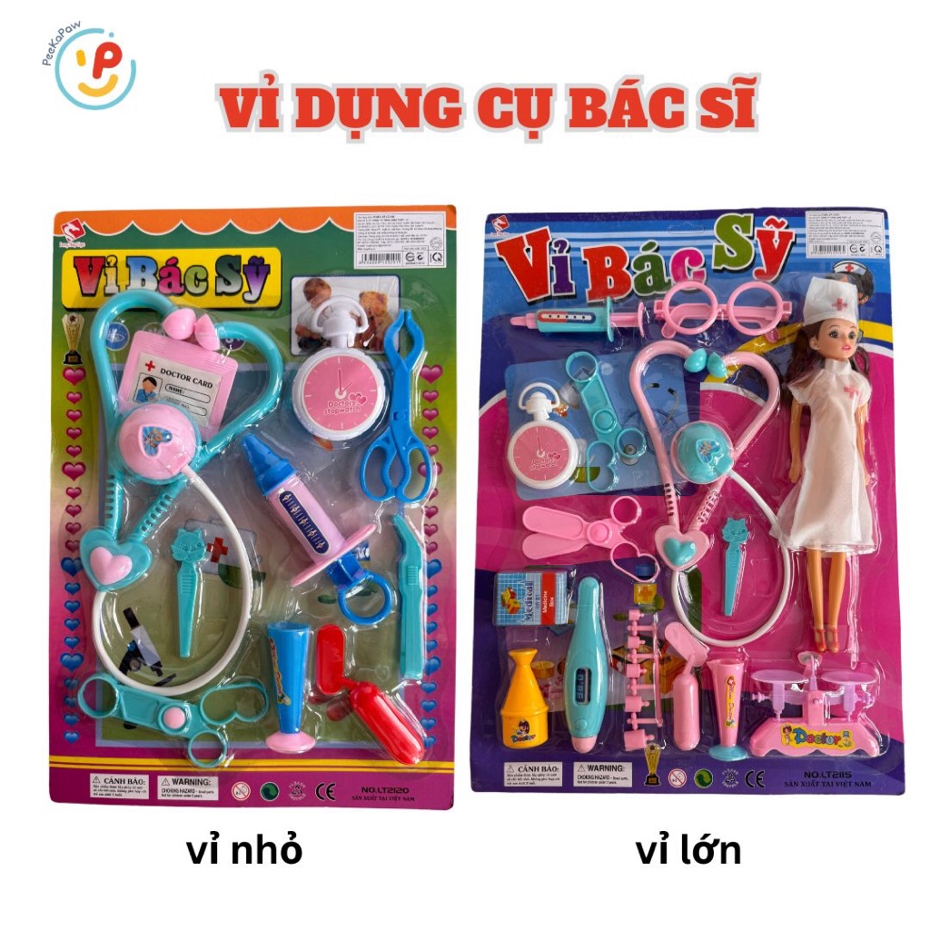 Vỉ đồ chơi dụng cụ bác sĩ búp bê y tá PeeKaPaw Toys