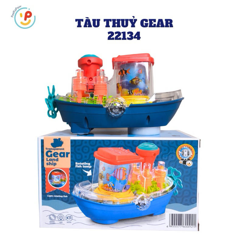 Đồ chơi tàu thủy Gear trong suốt có đèn và nhạc chất liệu cao cấp 388-67 PeeKaPaw Toys