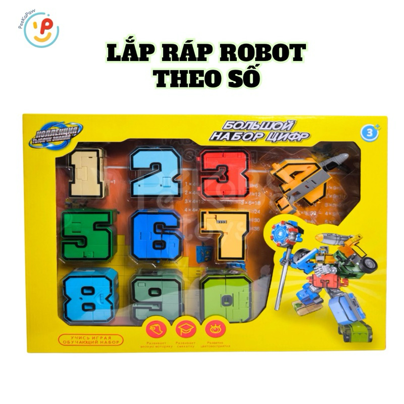 Đồ chơi lắp ráp xếp hình Robot bằng số từ 0 đến 9 188-37 PeeKaPaw Toys