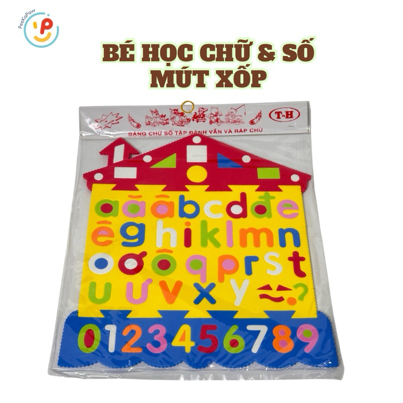Đồ chơi bảng chữ số tập đánh vần và ráp chữ bằng mút PeeKaPaw Toys