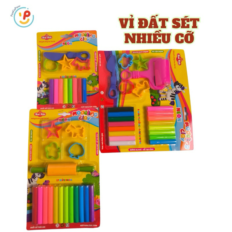 Đồ chơi thủ công nặn đất sét ép vỉ 3 kích cỡ PeeKaPaw Toys