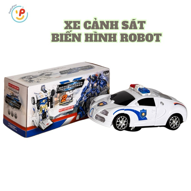 Đồ chơi xe cảnh sát biến hình robot có đèn âm thanh 8990 Peekapaw Toys
