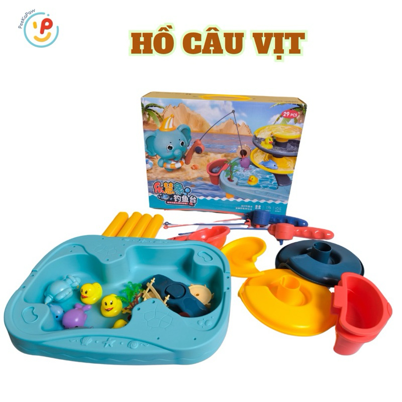 Đồ chơi hồ câu vịt và voi xanh nhiều chi tiết 3 tầng 555-535 PeeKaPaw Toys