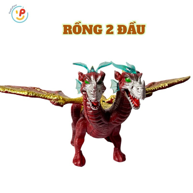 Đồ chơi khủng long 2 đầu có âm thanh và đèn 897 PeeKaPaw Toys