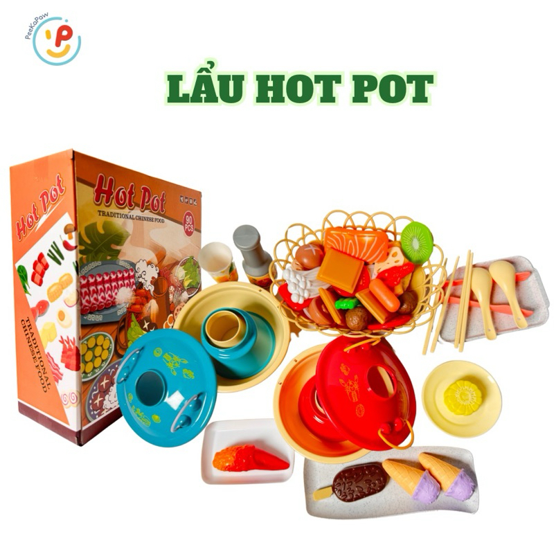 Bộ đồ chơi nấu ăn nồi lẩu buffet 90 chi tiết cho bé mô phỏng nhà hàng 20C2 PeeKaPaw Toys