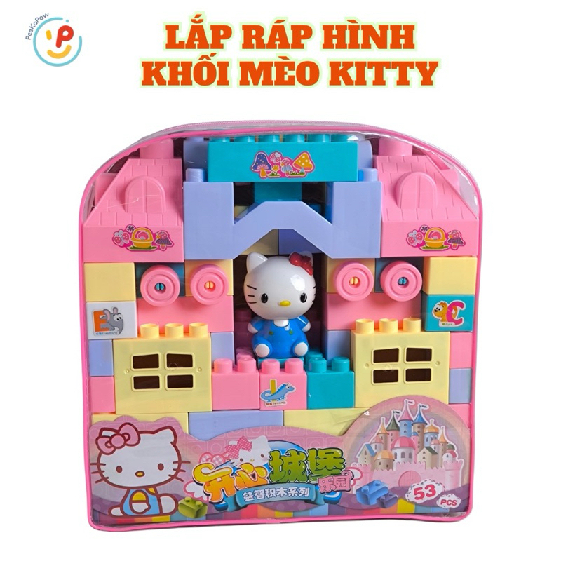 Túi lắp ráp lâu đài Mèo Hello Kitty 53 mảnh 1088-186 PeeKaPaw Toys