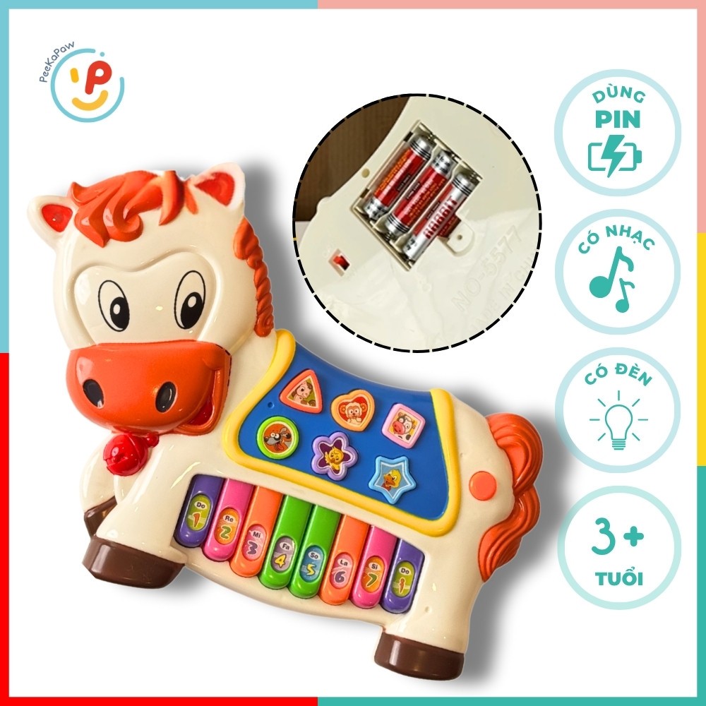 Đàn piano hình ngựa có âm thanh vui nhộn và nút chơi nhạc thông minh 5577 PeeKaPaw Toys