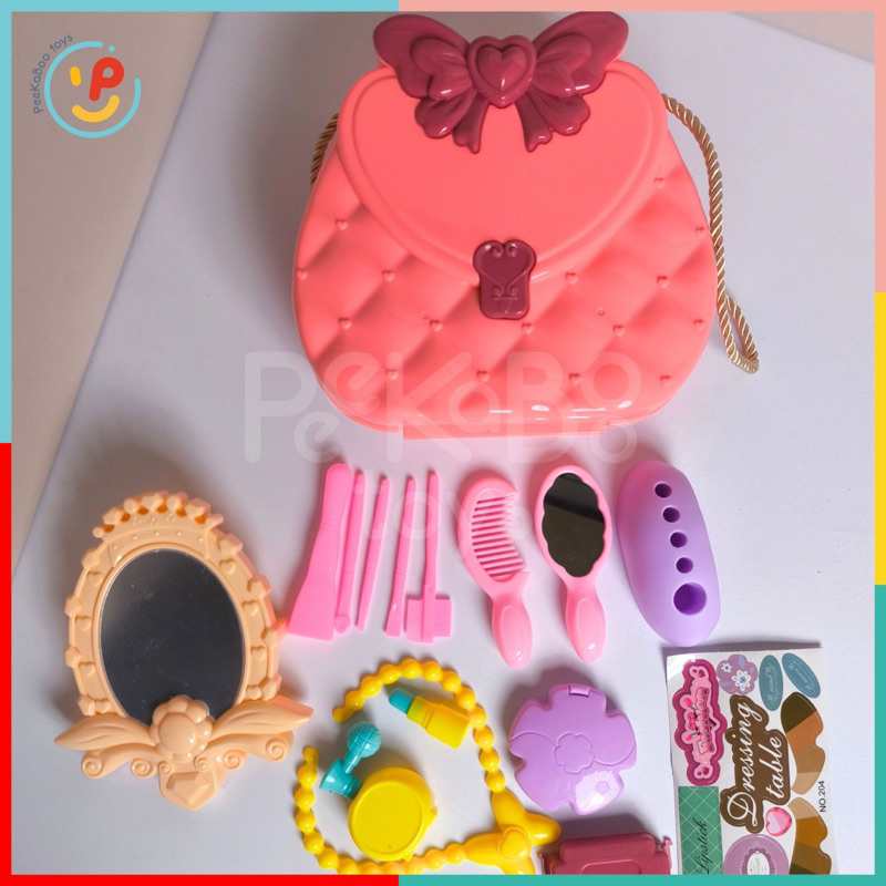 Vali đồ chơi có quai xách phụ kiện làm đẹp làm tóc cho công chúa búp bê 204 PeeKaPaw Toys
