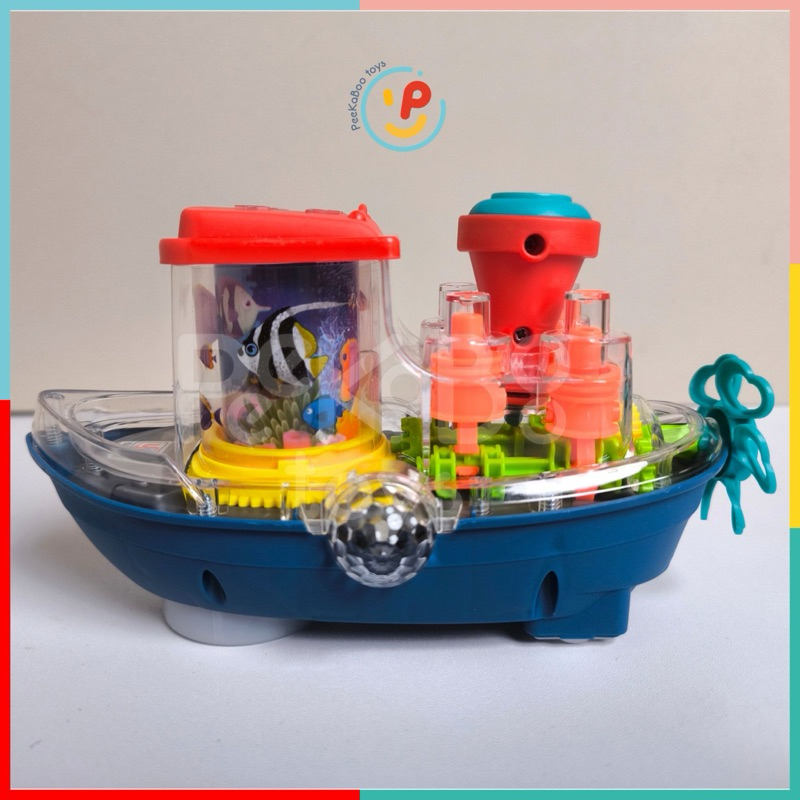 Đồ chơi tàu thủy Gear trong suốt có đèn và nhạc chất liệu cao cấp 388-67 PeeKaPaw Toys