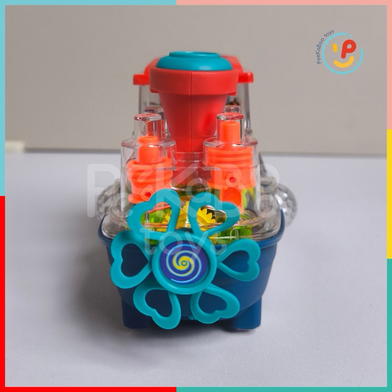 Đồ chơi tàu thủy Gear trong suốt có đèn và nhạc chất liệu cao cấp 388-67 PeeKaPaw Toys