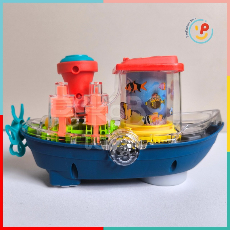 Đồ chơi tàu thủy Gear trong suốt có đèn và nhạc chất liệu cao cấp 388-67 PeeKaPaw Toys