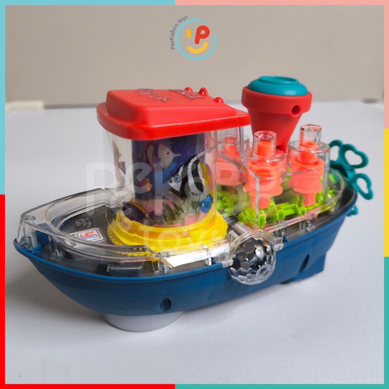 Đồ chơi tàu thủy Gear trong suốt có đèn và nhạc chất liệu cao cấp 388-67 PeeKaPaw Toys