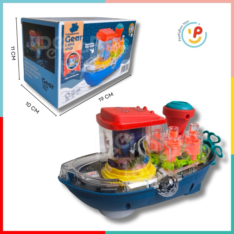 Đồ chơi tàu thủy Gear trong suốt có đèn và nhạc chất liệu cao cấp 388-67 PeeKaPaw Toys