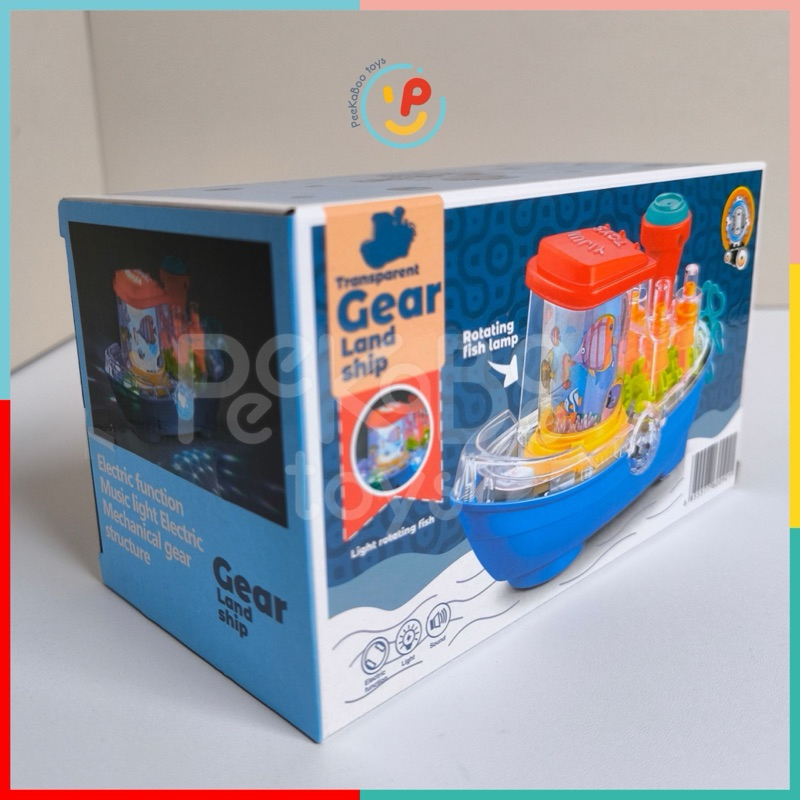Đồ chơi tàu thủy Gear trong suốt có đèn và nhạc chất liệu cao cấp 388-67 PeeKaPaw Toys