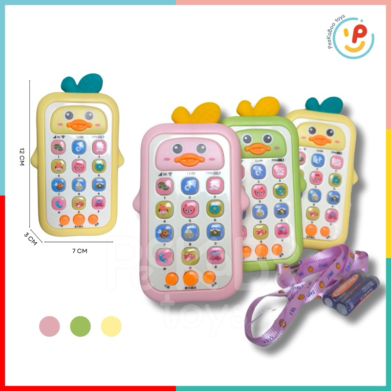 Đồ chơi điện thoại cho bé bấm nhạc có dây đeo cổ và pin sẵn peekaboo toys