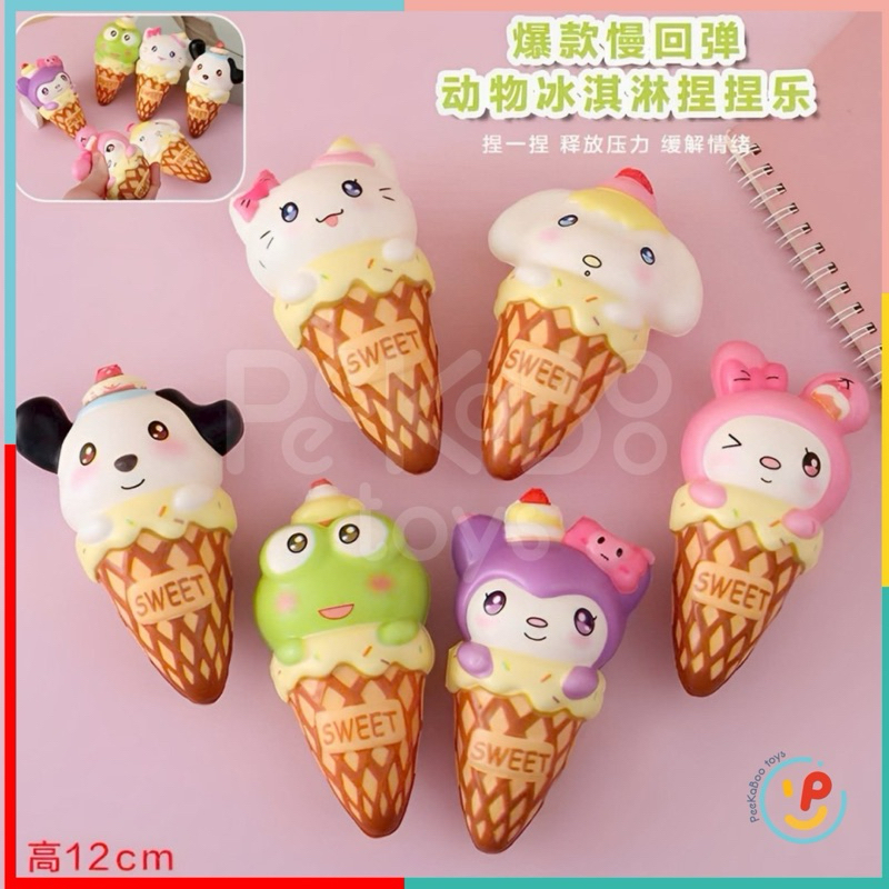 Đồ chơi peekabootoys thú bóp xả stress chất liệu dẻo mềm đàn hồi chậm mochi hình Kuromi Thỏ Ếch