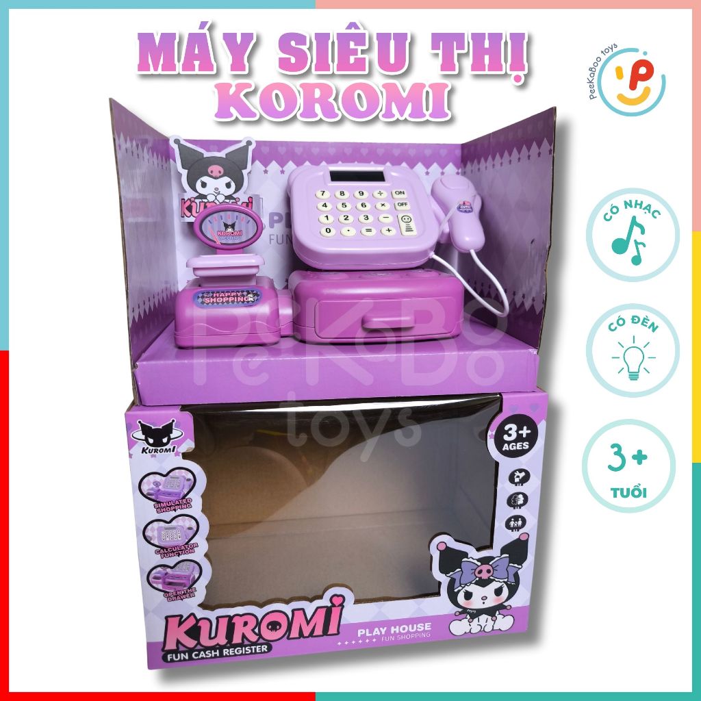 Đồ Chơi Siêu Thị Máy Tính Kuromi Màu Tím Cho Bé Có Âm Thanh 1111-179 Peekapaw Toys
