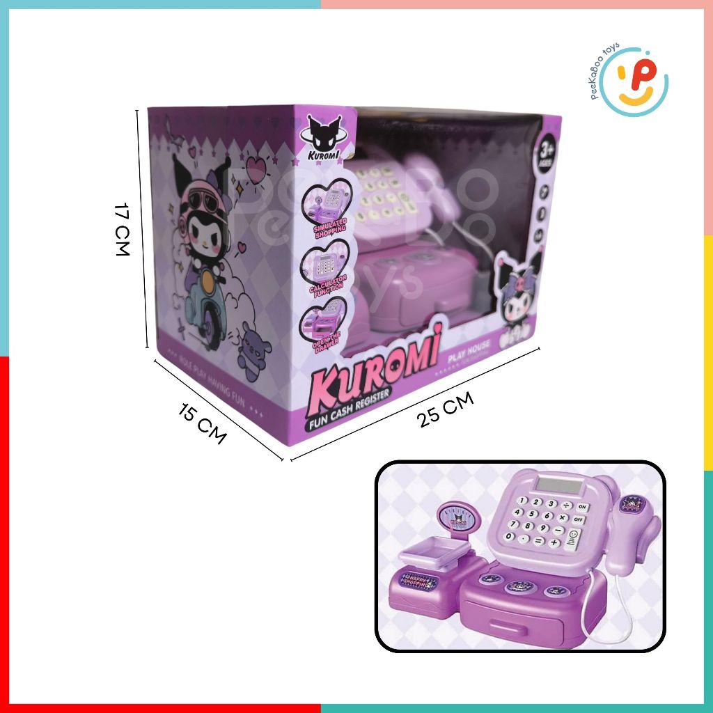 Đồ Chơi Siêu Thị Máy Tính Kuromi Màu Tím Cho Bé Có Âm Thanh 1111-179 Peekapaw Toys