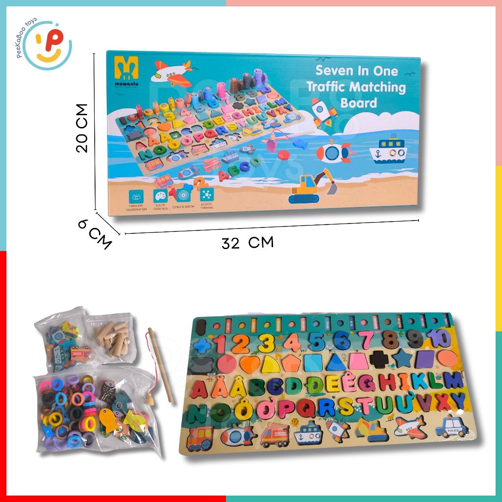 Hộp đồ chơi peekabootoys bằng gỗ cho bé tập xếp chữ số hình khối thông minh