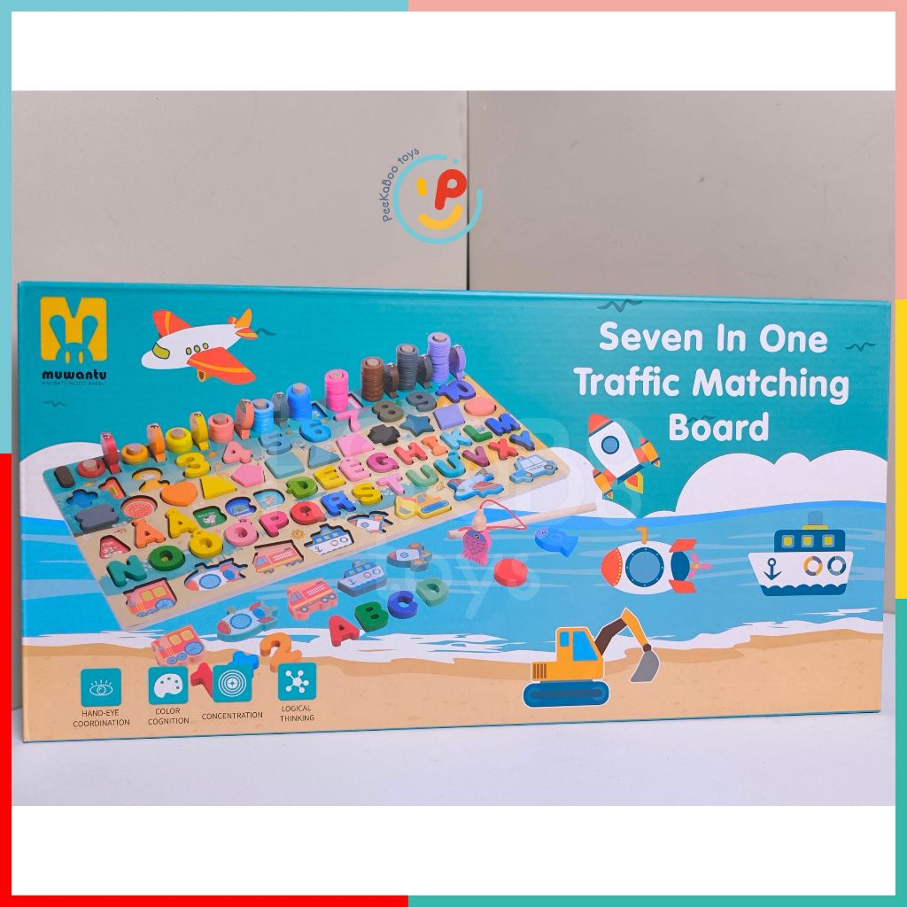 Hộp đồ chơi peekabootoys bằng gỗ cho bé tập xếp chữ số hình khối thông minh