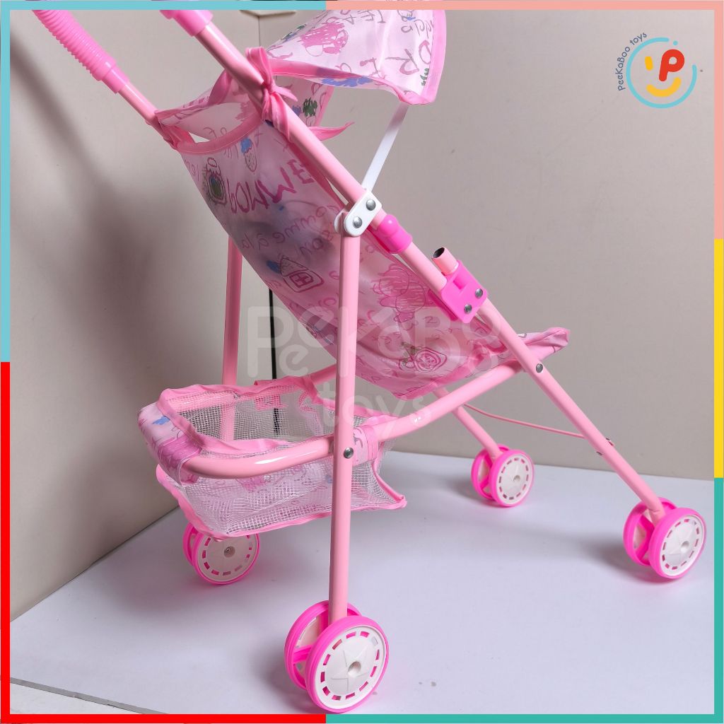 Đồ chơi peekabootoys xe đẩy búp bê màu hồng đồ chơi cho bé 48 cm