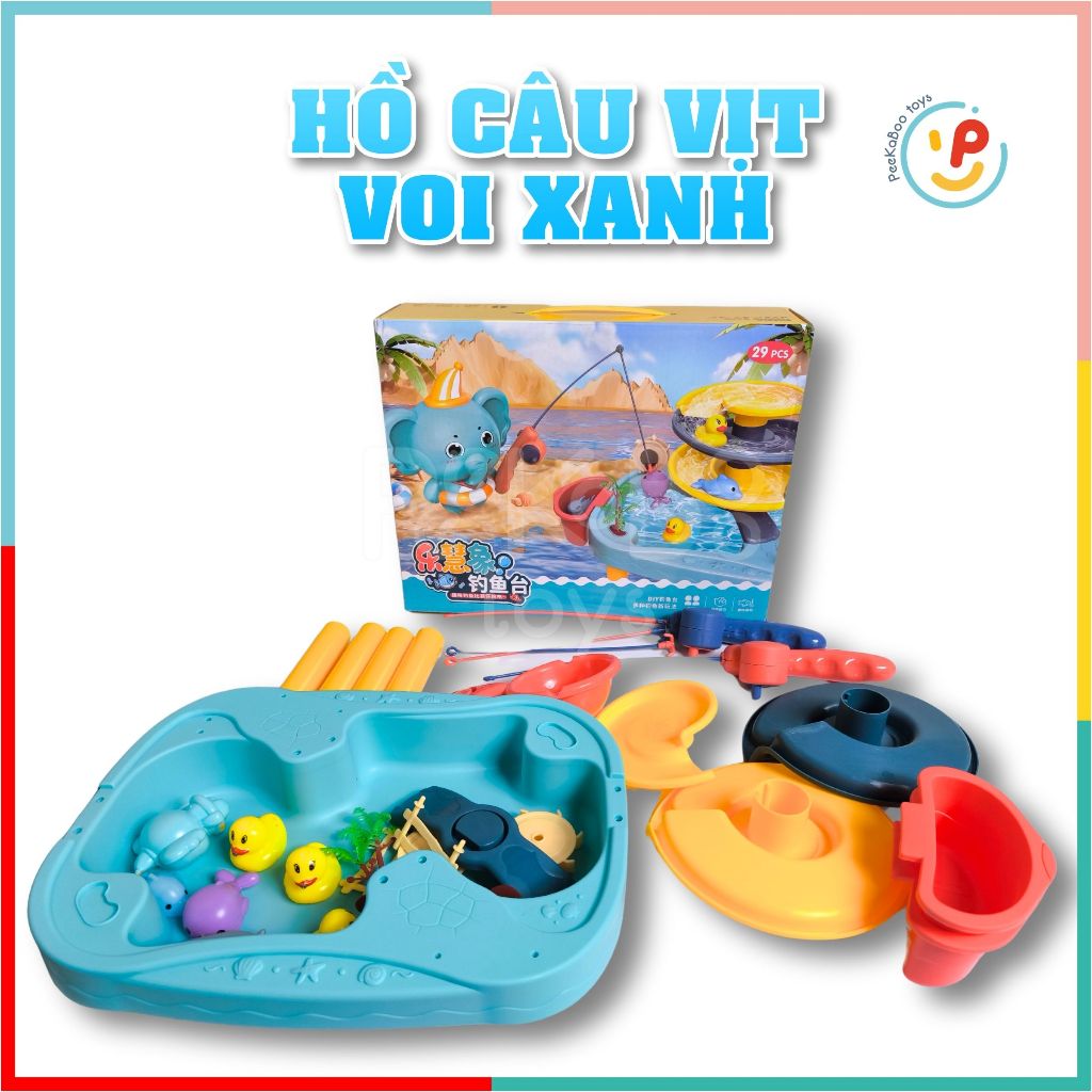 Đồ chơi hồ câu vịt và voi xanh nhiều chi tiết 3 tầng 555-535 PeeKaPaw Toys