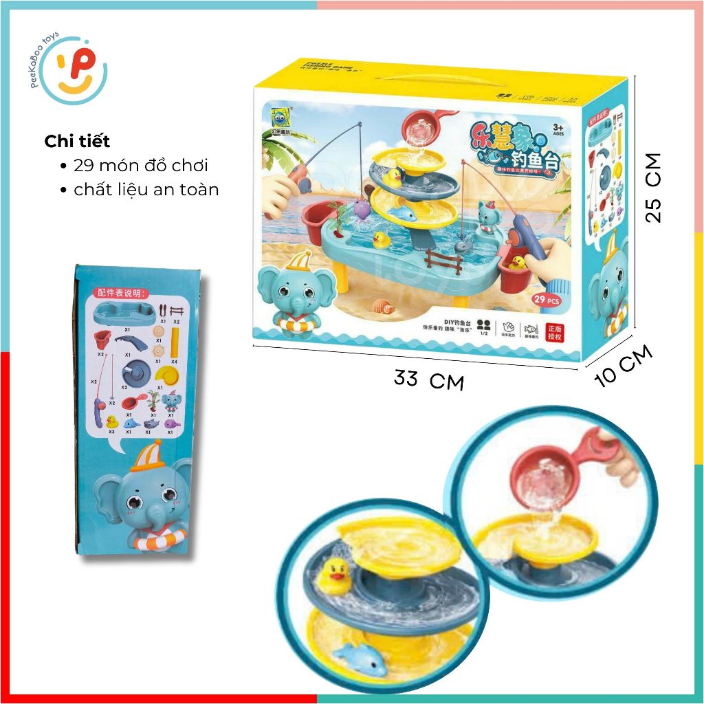 Đồ chơi hồ câu vịt và voi xanh nhiều chi tiết 3 tầng 555-535 PeeKaPaw Toys