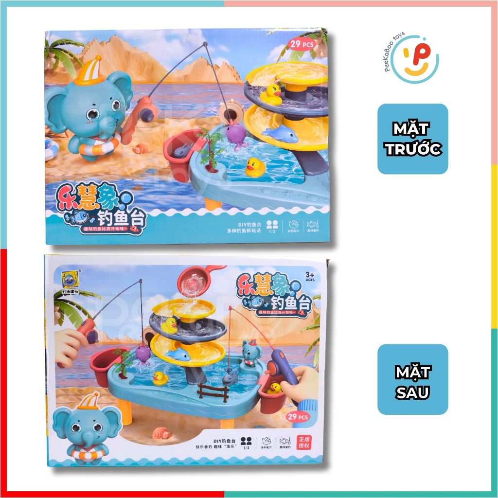 Đồ chơi hồ câu vịt và voi xanh nhiều chi tiết 3 tầng 555-535 PeeKaPaw Toys